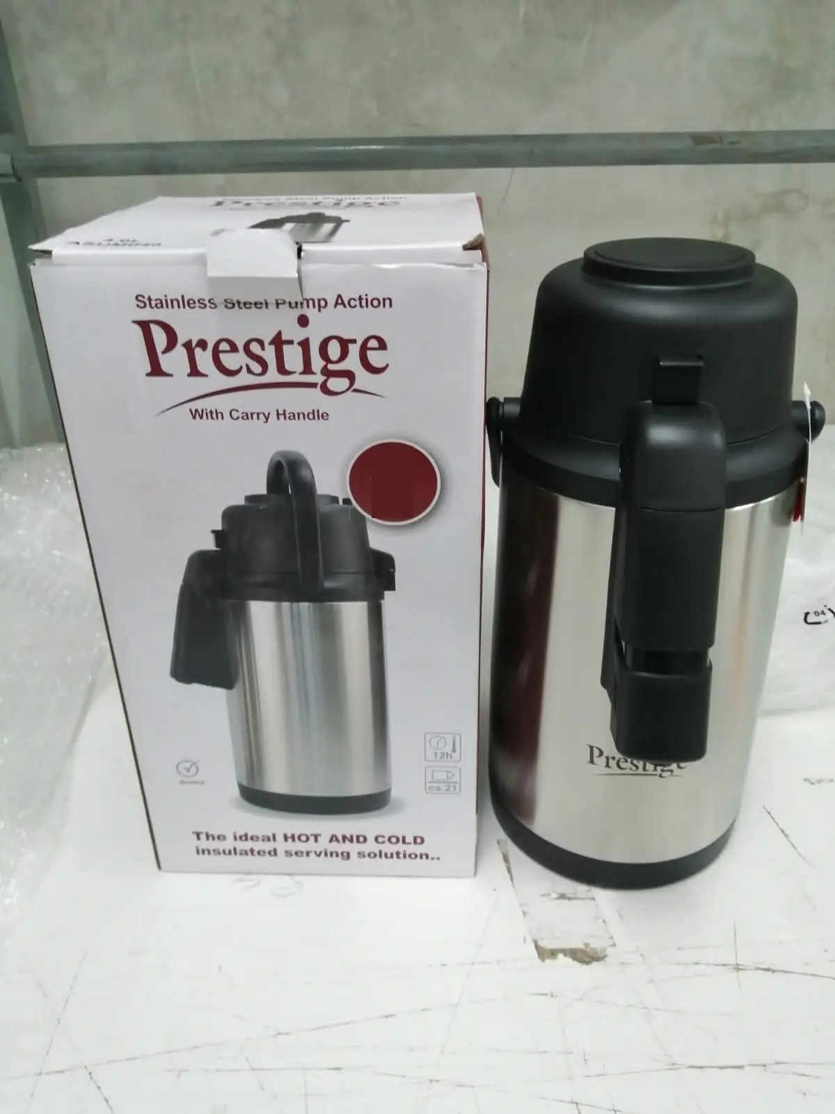 Picture of Prestige Stainless Steel Flask 4 Liter For Tea And Coffee , For Home, Shop Or Office Use(Multicolor)