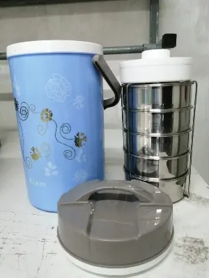 Picture of Kiam Monalisa Steel Hot Tiffin Carrier Lunch Pot (5 SS Pot and 1 Plastic Pot)(Multicolor5)