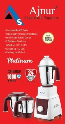 Picture of 1000 Watts Ajnur Platinum Blender Plus Mixer Grinder(Multicolor)