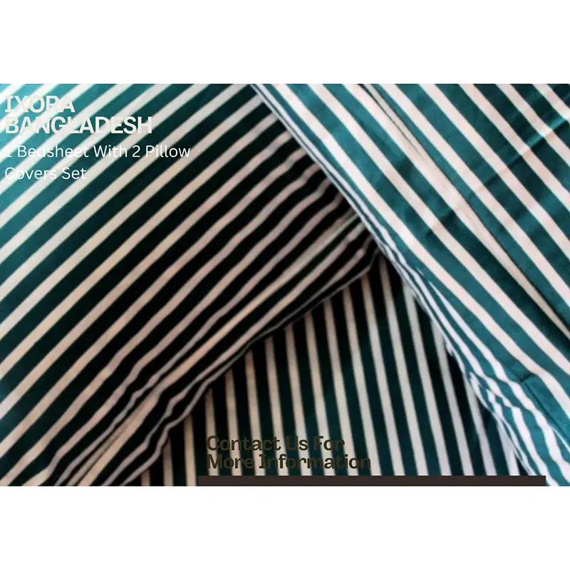 Picture of 100% Premium Cotton Bedsheet.  Set Includes 1 Bedsheet and 2 Pillow Covers