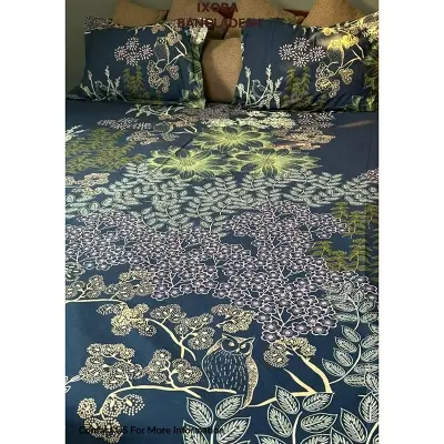Picture of 100% Premium Cotton Bedsheet.  Set Includes 1 Bedsheet and 2 Pillow Covers
