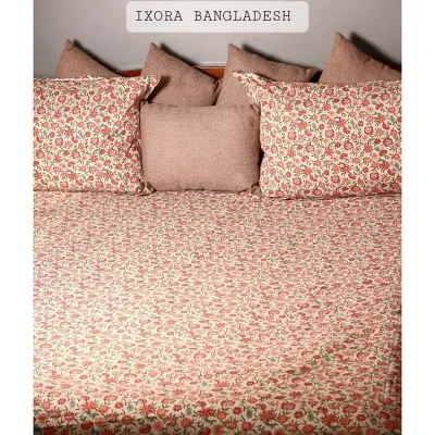 Picture of 100% Premium Cotton Bedsheet.  Set Includes 1 Bedsheet and 2 Pillow Covers