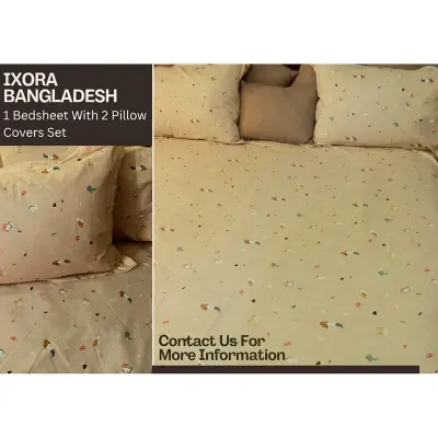 Picture of 100% Premium Cotton Bedsheet.  Set Includes 1 Bedsheet and 2 Pillow Covers