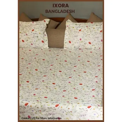 Picture of 100% Premium Cotton Bedsheet.  Set Includes 1 Bedsheet and 2 Pillow Covers