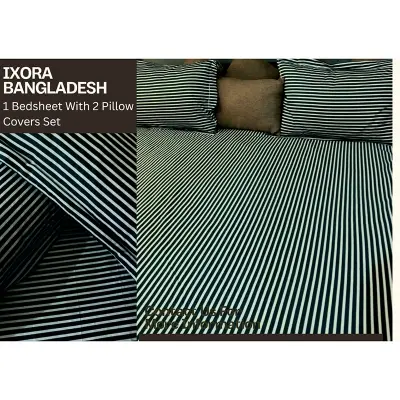 Picture of 100% Premium Cotton Bedsheet.  Set Includes 1 Bedsheet and 2 Pillow Covers