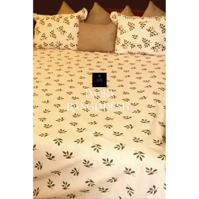 Picture of 100% Premium Cotton Bedsheet.  Set Includes 1 Bedsheet and 2 Pillow Covers
