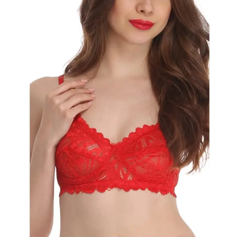 Picture of 2 peace export quality deluxe comfortable full ac net bra - Multicolor