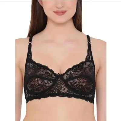 Picture of 2 peace export quality deluxe comfortable full ac net bra - Multicolor