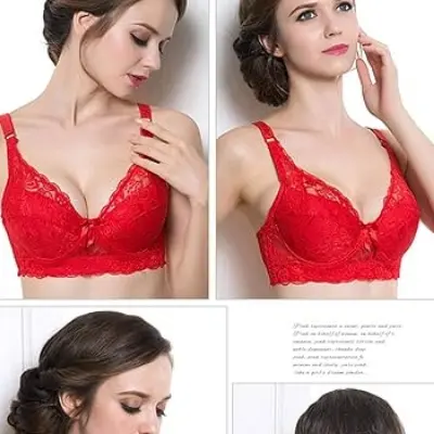 Picture of 1 peace export quality deluxe comfortable full ac net bra - Multicolor