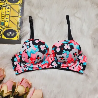 Picture of 1 peace export quality deluxe comfortable soft print foam bra - Multicolor