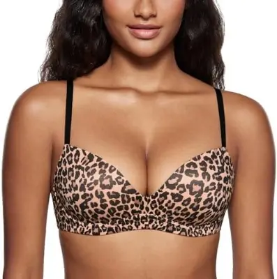 Picture of tiger printed soft stretchable comfortable sexy non paded bra for women - Multicolor