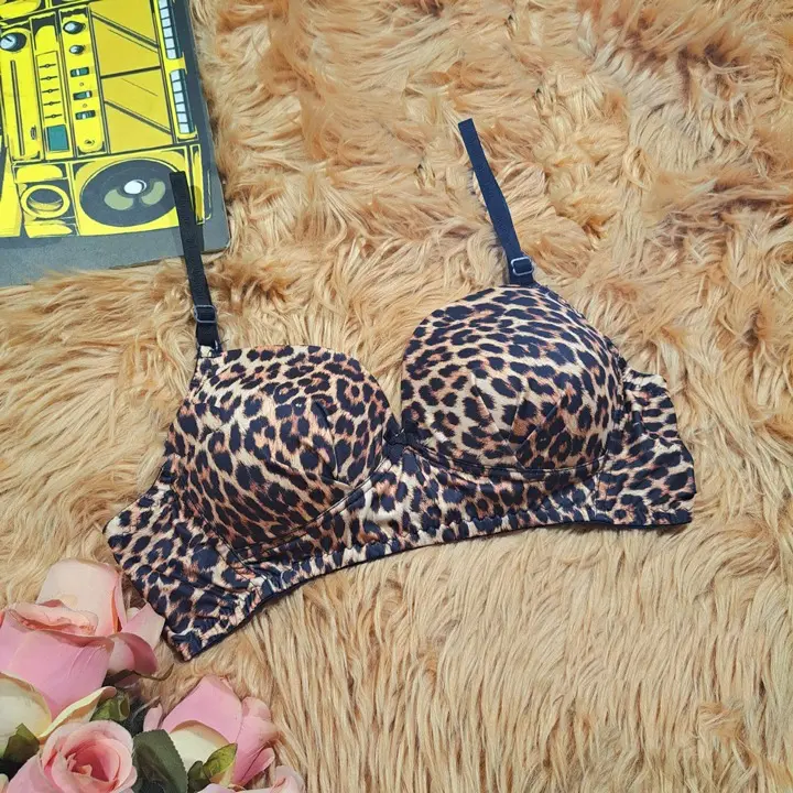 Picture of tiger printed soft stretchable comfortable sexy non paded bra for women - Multicolor