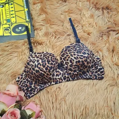 Picture of tiger printed soft stretchable comfortable sexy non paded bra for women - Multicolor