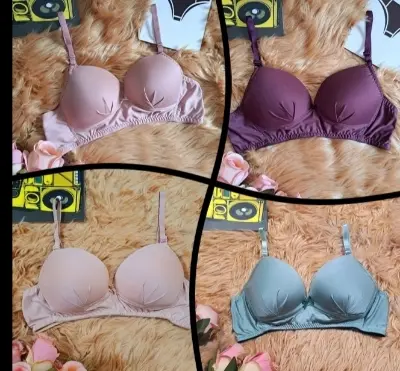 Picture of 4 peace premium quality soft comfortable non paded bra for women - Multicolor
