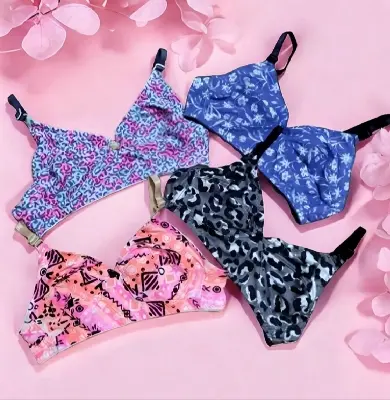 Picture of 4 Piece Stylish Printed stretchable bra for Women / Multi Colour / Ladies Bra / Cotton Bra for Girls / Bra for Women - Multicolor