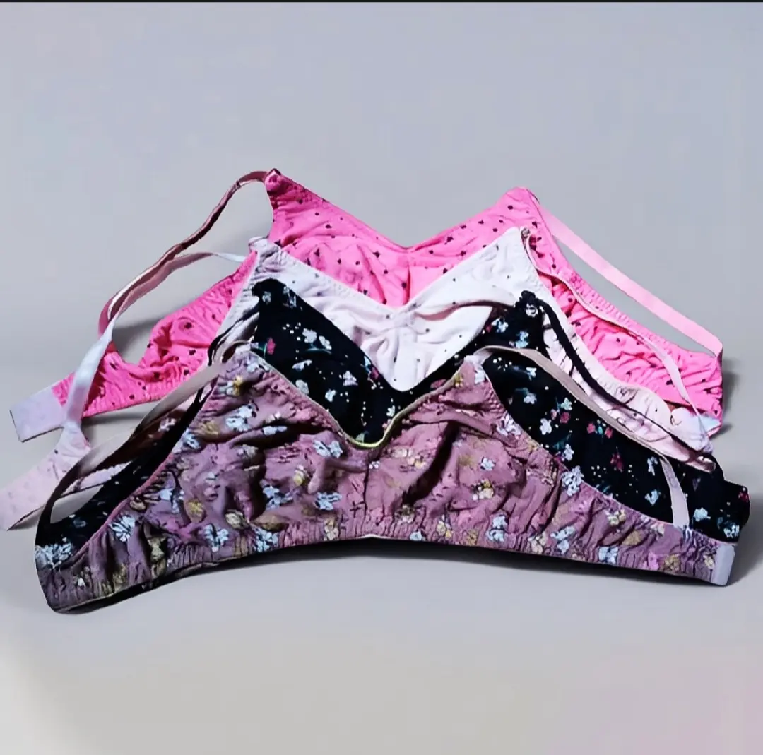 Picture of 4 Piece Stylish Printed stretchable bra for Women / Multi Colour / Ladies Bra / Cotton Bra for Girls / Bra for Women - Multicolor