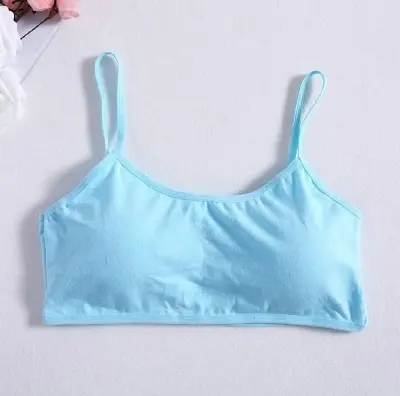 Picture of 1 piece Padded Bra for Teen Girls Kids Training Bras Topics for Teens Underwear Lingerie Thin Strap Topic Sleeveless Vest Cotton - Multicolor