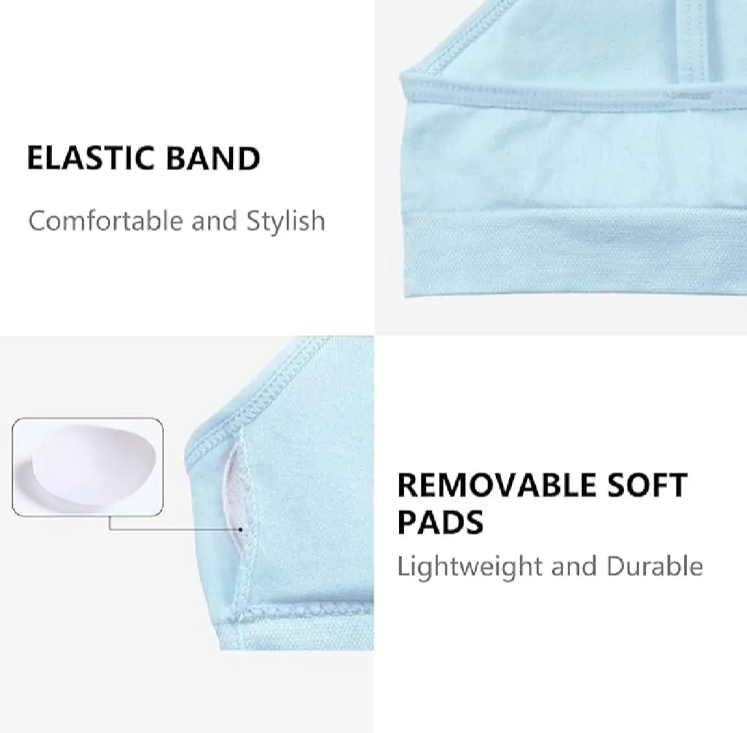 Picture of 1 piece Padded Bra for Teen Girls Kids Training Bras Topics for Teens Underwear Lingerie Thin Strap Topic Sleeveless Vest Cotton - Multicolor