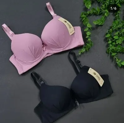 Picture of 2 peace export quality deluxe comfortable padded foam bra for women - Multicolor