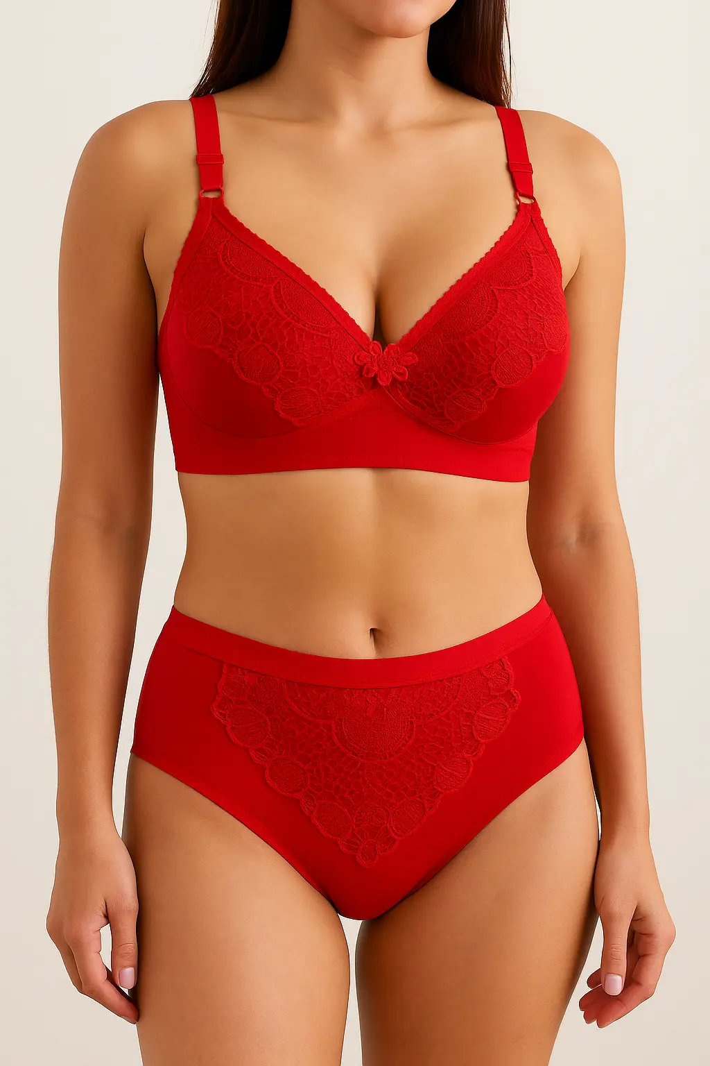 Picture of 1 peace bra panty set newly married couple more attractive for hubby Elegant  foam Bra and Panty Set – Wireless Comfort & Floral Embroidery