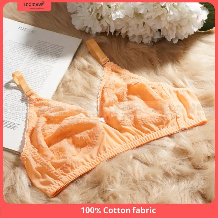 Picture of 4 Pack 4 Color Loxicave Standard AC Net All Over Lace Wirefree Bra Underwired Cotton bra - Multicolor