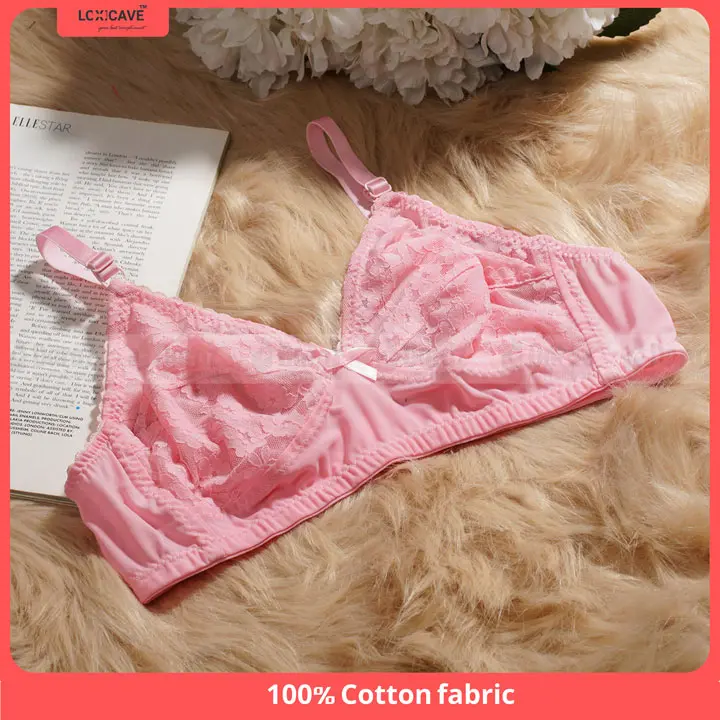 Picture of 4 Pack 4 Color Loxicave Standard AC Net All Over Lace Wirefree Bra Underwired Cotton bra - Multicolor