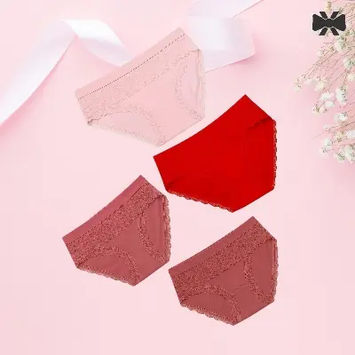 Picture of 4 Pieces 4 Color China Imported Premium Panty Stylish panty cotton panty comfortable panty flower print panty - Multicolor