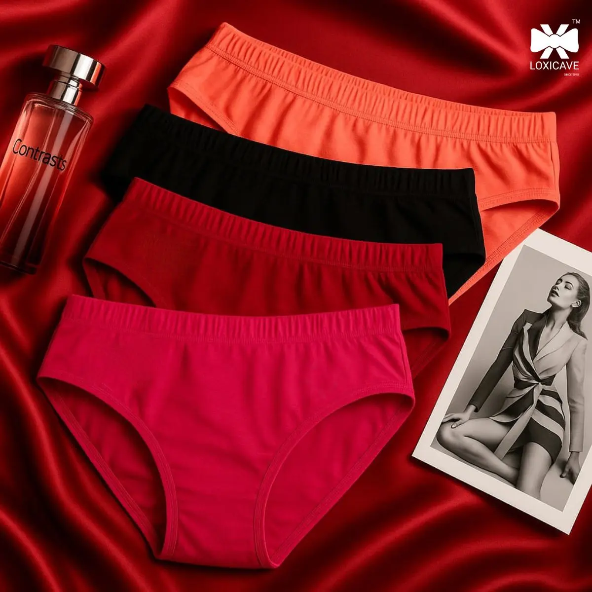 Picture of 4 Pieces 4 Color China Imported Premium Panty Stylish panty cotton panty comfortable panty flower print panty - Multicolor