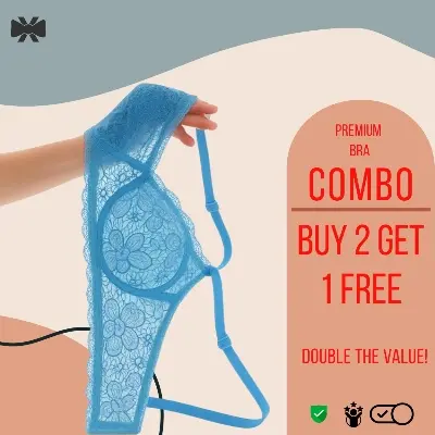 Picture of Buy 2 Bra, Get 1 FREE –Combo Offer Total 3 pieces Everyday Comfort x2! Full Net Multi Colour  Loxicave Premium Quality Net Women's Bra - Multicolor