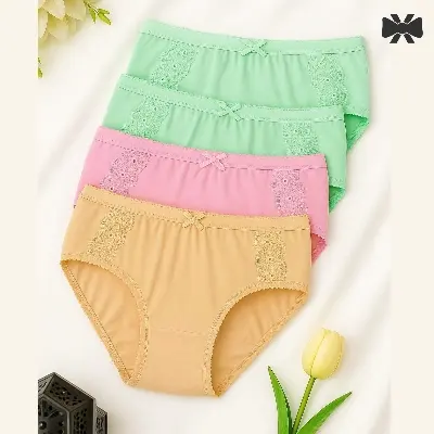 Picture of 4 Pieces Imported Premium Panty Stylish panty cotton panty comfortable panty flower print panty TWPA01 - Multicolor