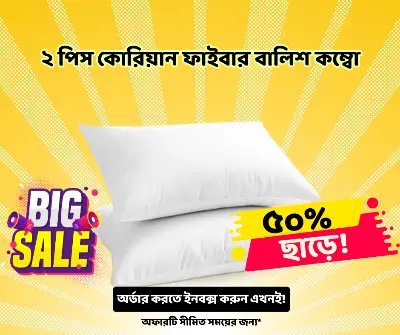 Picture of Original Korean Fiber Pillow Combo 2 Pcs White