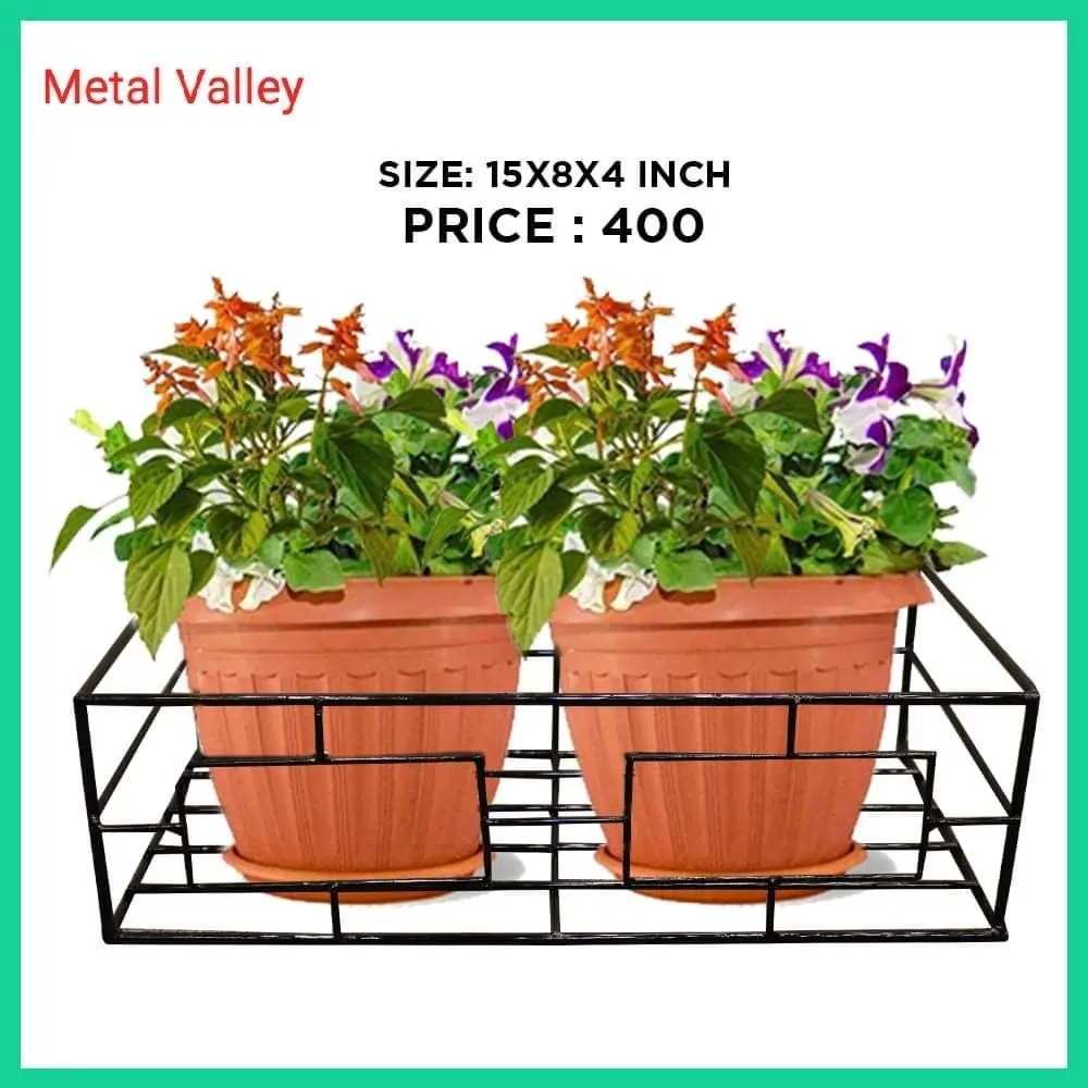 Picture of Metal Grill Rack Hanging Planter Pot 15x8x4 inches -1 Pcs (Black)