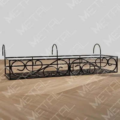 Picture of Metal Grill Rack Hanging Planter Pot 36x8x4 inches -1 Pc(Black)