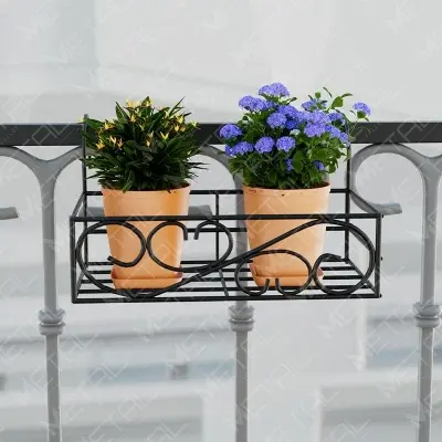 Picture of Metal Grill Rack Hanging Planter Pot 15x8x4 inches -1 Pcs (Black)