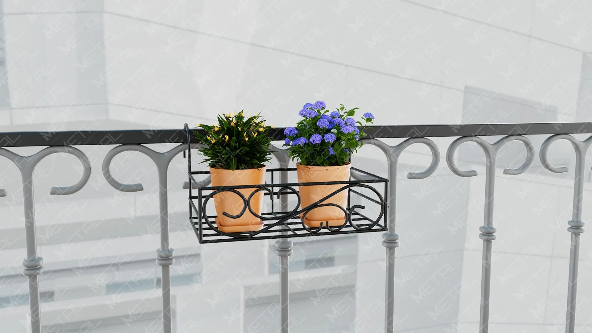 Picture of Metal Grill Rack Hanging Planter Pot 15x8x4 inches -1 Pcs (Black)