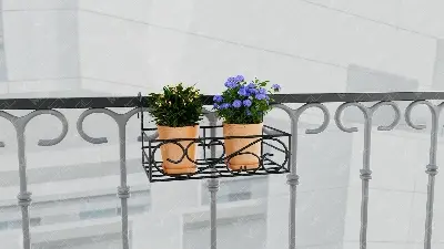 Picture of Metal Grill Rack Hanging Planter Pot 15x8x4 inches -1 Pcs (Black)