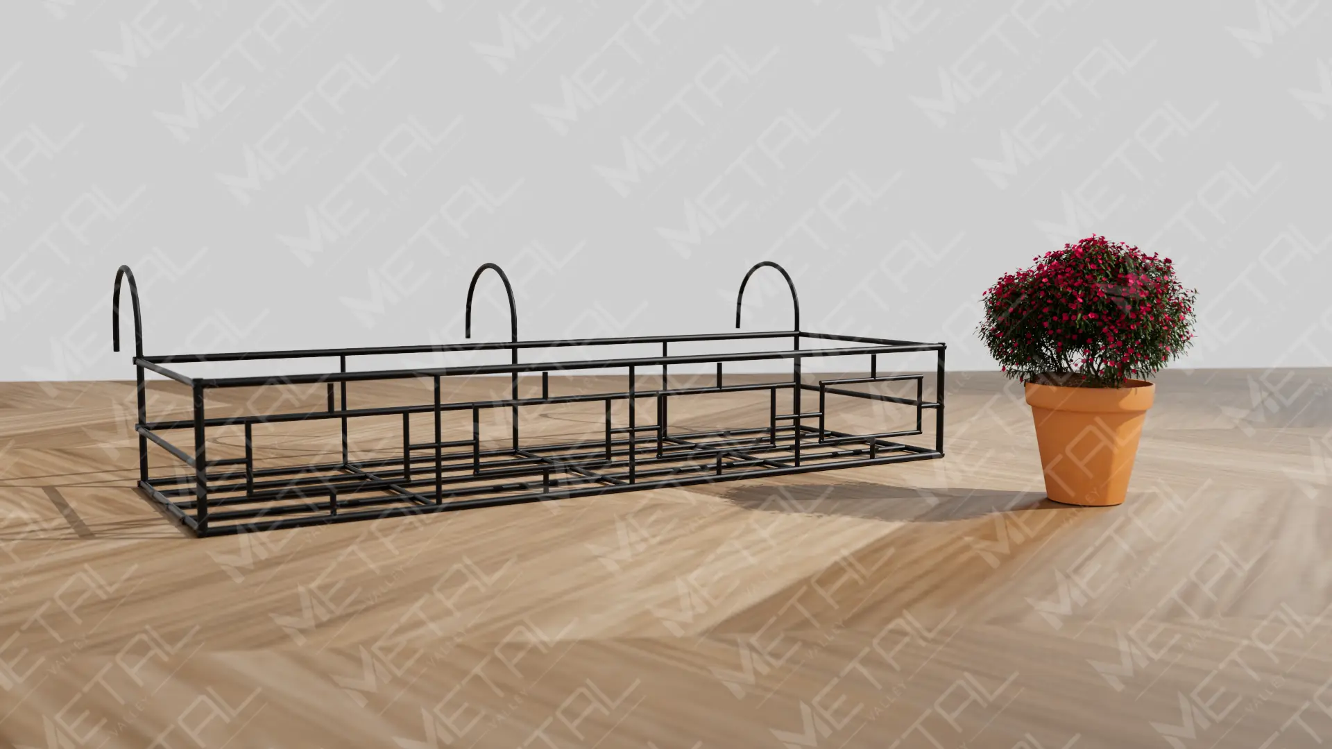 Picture of Metal Grill Rack Hanging Planter Pot 36×8×4 inches-1 Pc(Black)