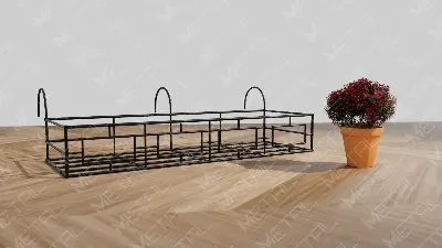 Picture of Metal Grill Rack Hanging Planter Pot 36×8×4 inches-1 Pc(Black)