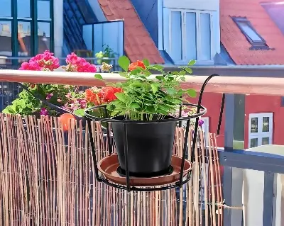 Picture of Metal Grill Rack Hanging Planter Pot 11inches-1 Pcs. (Black)
