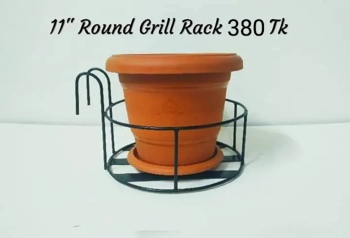 Picture of Metal Grill Rack Hanging Planter Pot 11inches-1 Pcs. (Black)