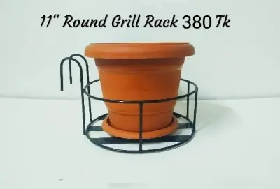 Picture of Metal Grill Rack Hanging Planter Pot 11inches-1 Pcs. (Black)