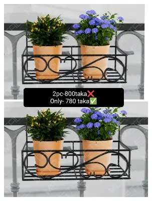 Picture of Metal Grill Rack Hanging Planter Pot 15x8x4 inches -2 Pcs. (Black)