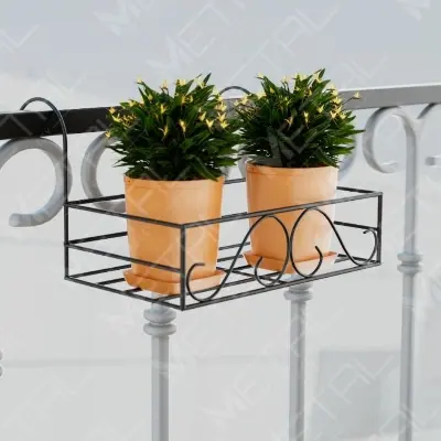 Picture of Metal Grill Rack Hanging Planter Pot 15x8x4 inches -1 Pcs. (Black)