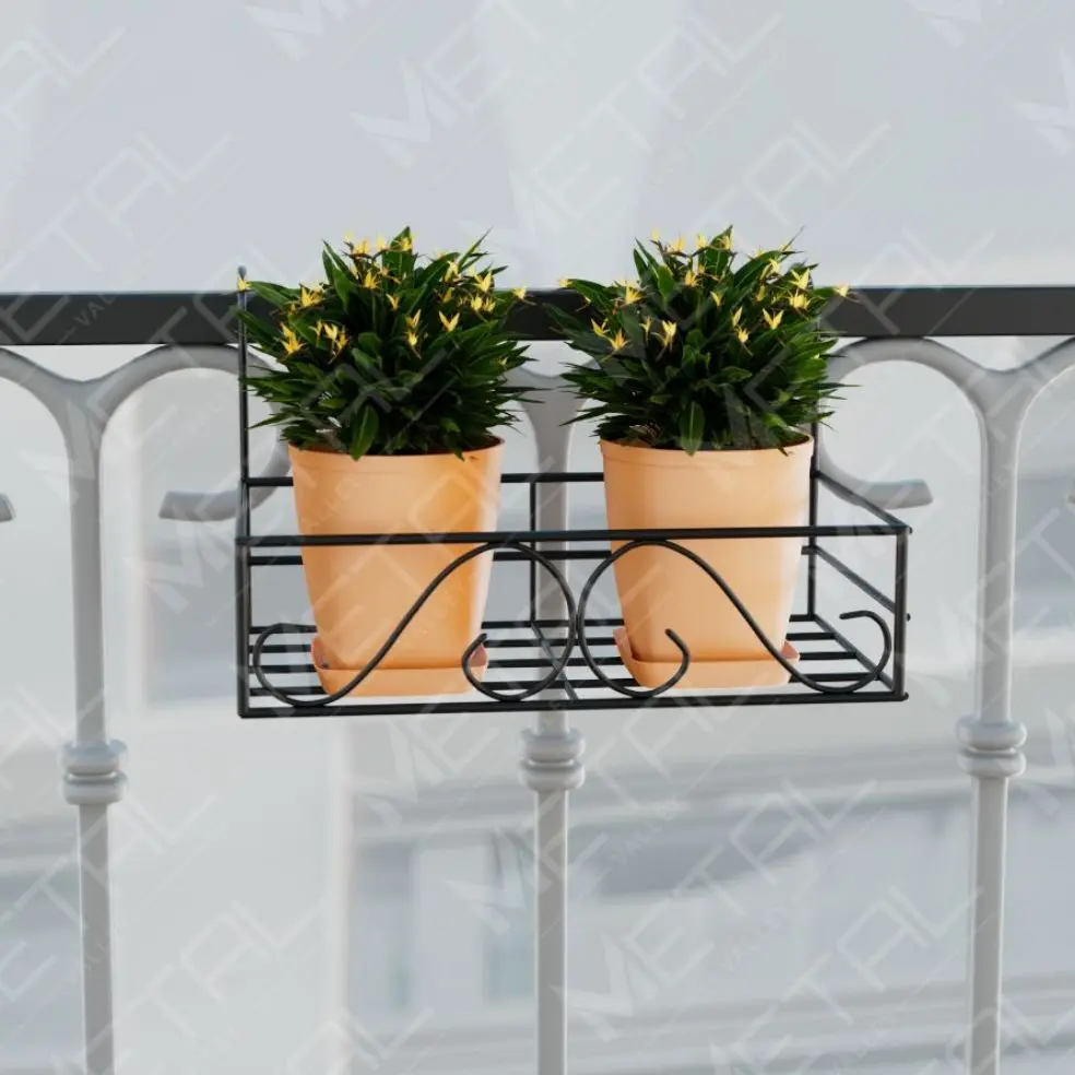 Picture of Metal Grill Rack Hanging Planter Pot 15x8x4 inches -1 Pcs. (Black)