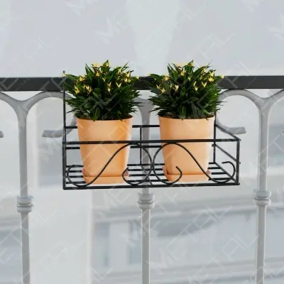 Picture of Metal Grill Rack Hanging Planter Pot 15x8x4 inches -1 Pcs. (Black)