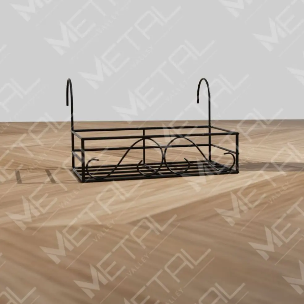 Picture of Metal Grill Rack Hanging Planter Pot 15x8x4 inches -1 Pcs. (Black)