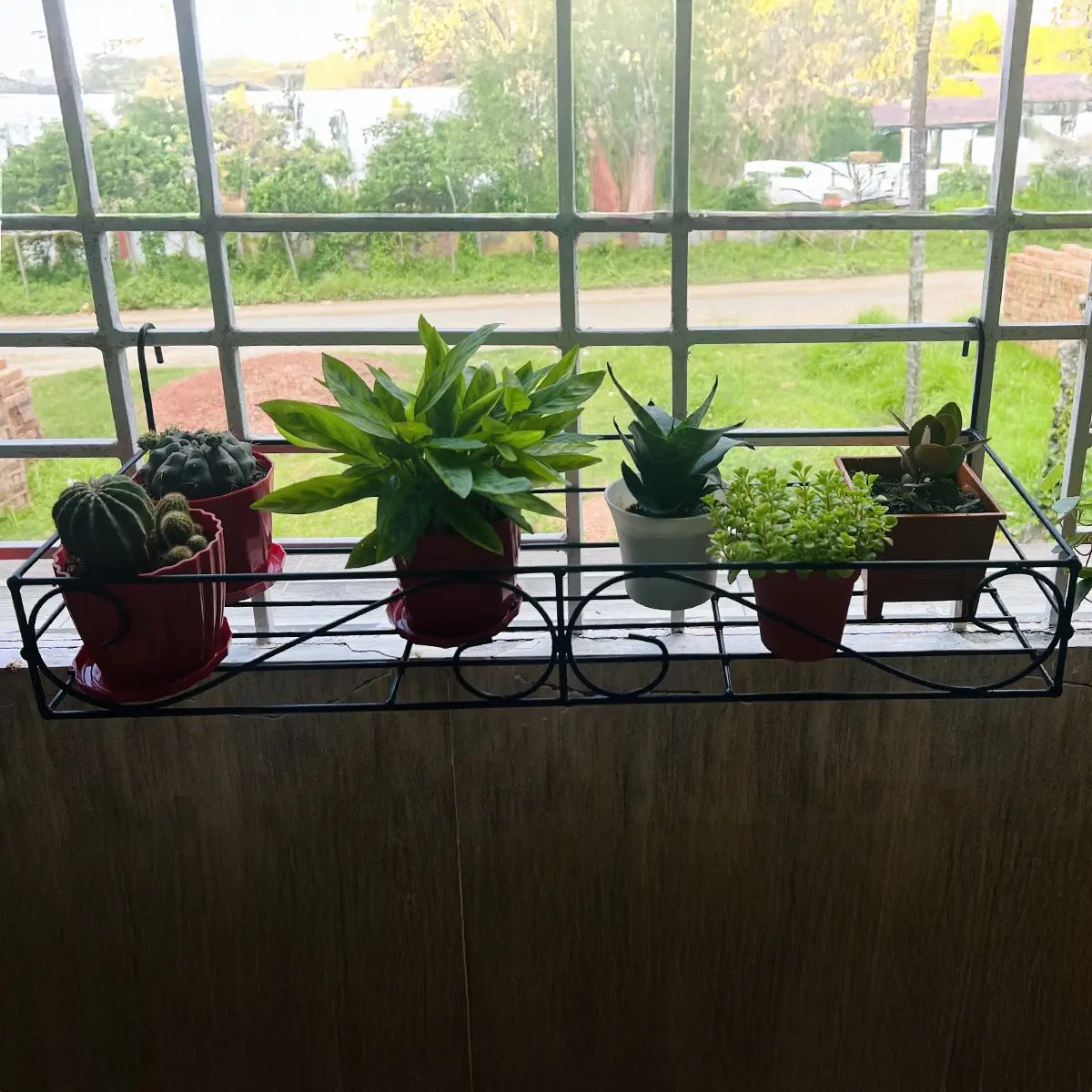 Picture of Metal Grill Rack Hanging Planter Pot 24x8x4 inches -1 Pcs. (Black)