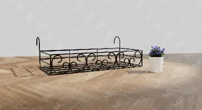 Picture of Metal Grill Rack Hanging Planter Pot 24x8x4 inches -1 Pcs. (Black)