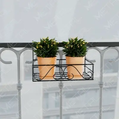 Picture of Metal Grill Rack Hanging Planter Pot 15x8x4 inches -1 Pcs. (Black)