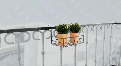 Picture of Metal Grill Rack Hanging Planter Pot 15x8x4 inches -1 Pcs. (Black)